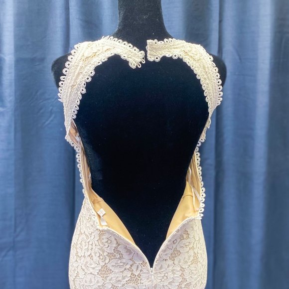 Whimsical Boho Wedding Gown Dress White Floral Lace Maxi Bride Love Everlasting - Picture 9 of 15